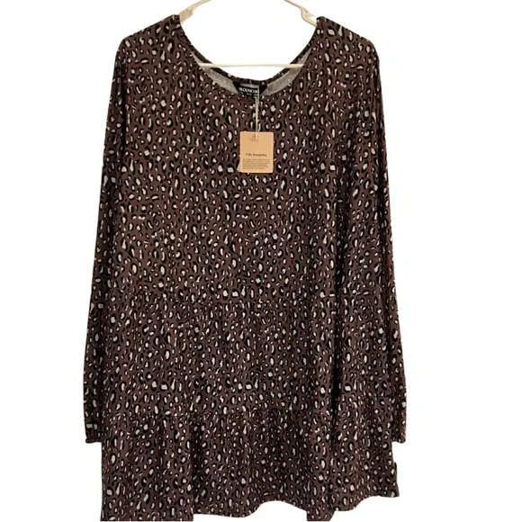BloomChic Brown Leopard Print Blouse/Tunic - Picture 1 of 3